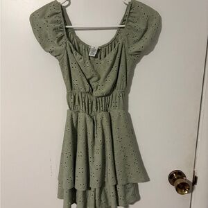 Elegant Green Eyelet Romper